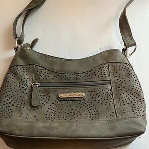 Stone Mountain Accessories Gray/Green Nubuck Shoulder Bag